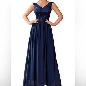 NWT navy maxi sleeveless formal dress